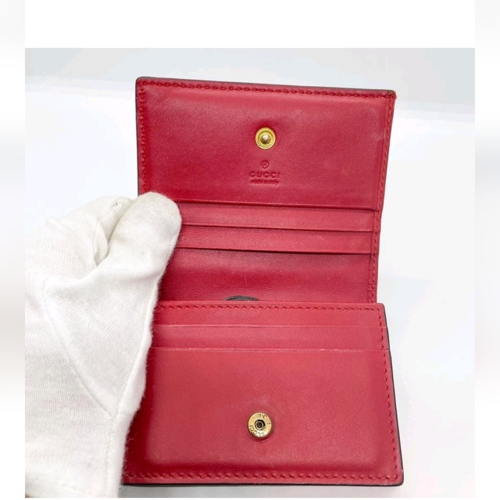 Gucci Bi-fold Wallet GG Supreme Cherry Brown Leather - Picture 3 of 7